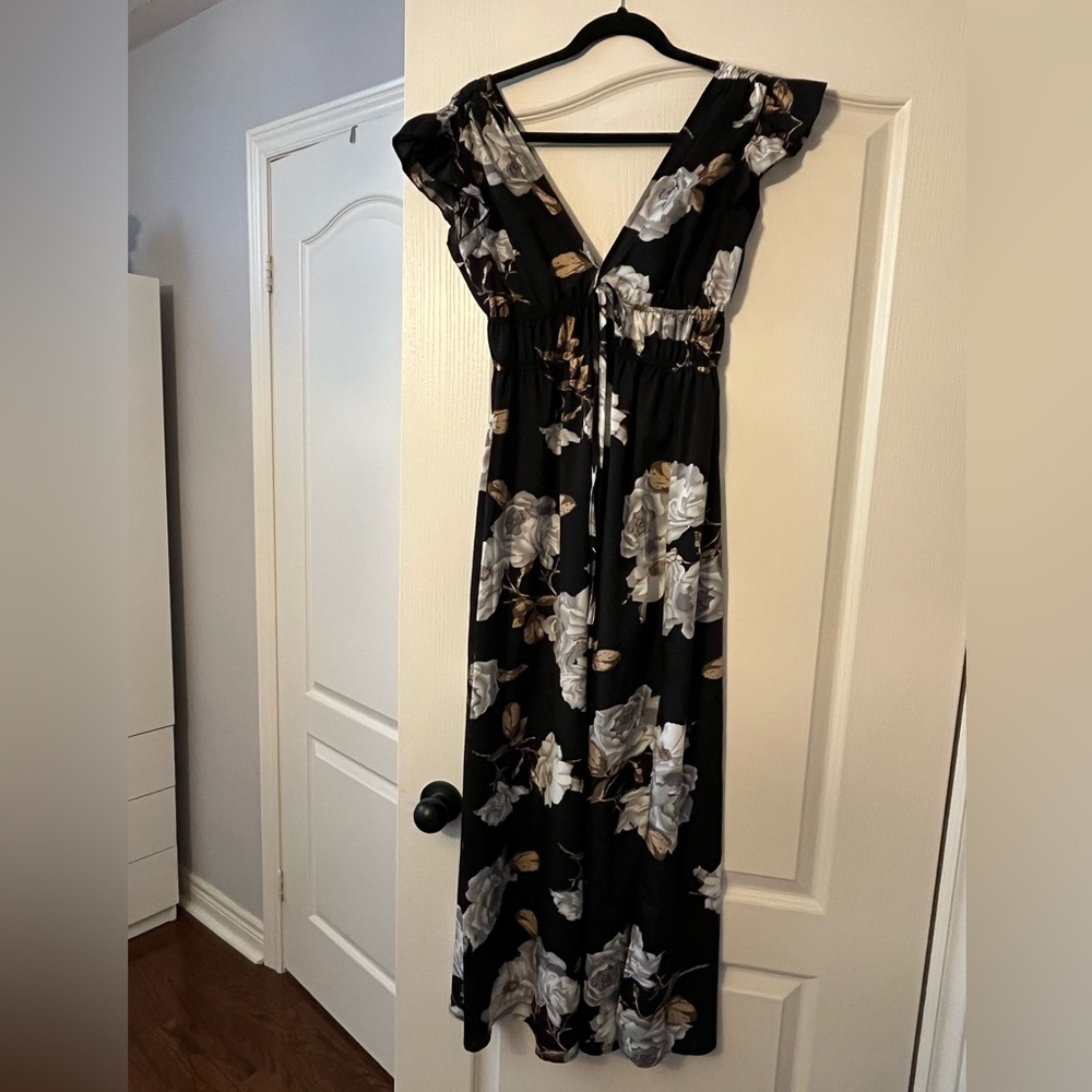 Elegant Black Floral Dress